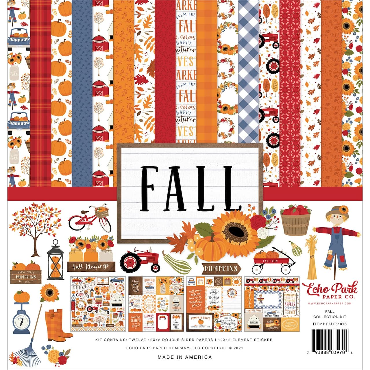 Echo Park&#x2122; Paper Co. Fall Paper Craft Collection Kit, 12&#x22; x 12&#x22;